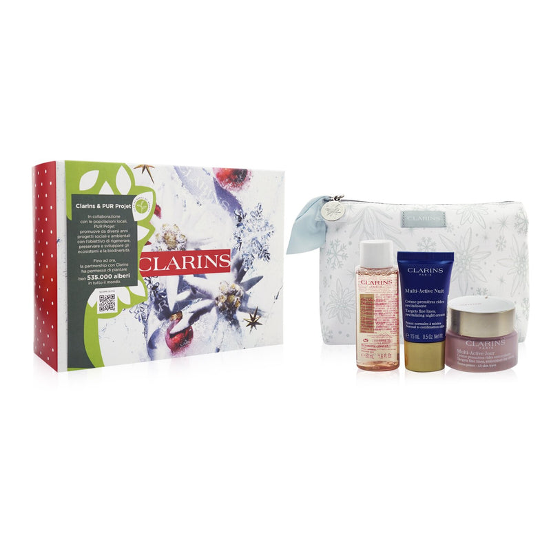 Clarins Multi-Active Collection: Day Cream 50ml+ Night Cream 15ml+ Cleansing Micellar Water 50ml+ Bag  3pcs+1bag
