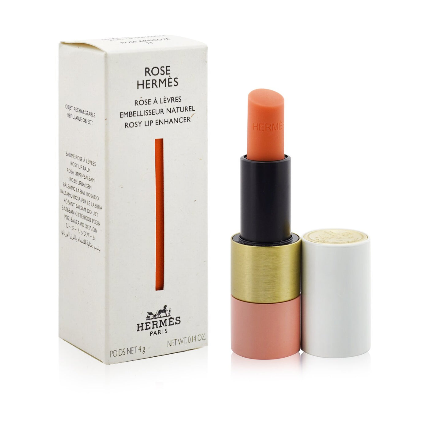 新品HERMES 14 ローズ ア プリクレ リップエンハンサー 4g Hermes Rose Hermes Rosy Lip Enhancer - # 14 Rose Abricote 4g/0.14
