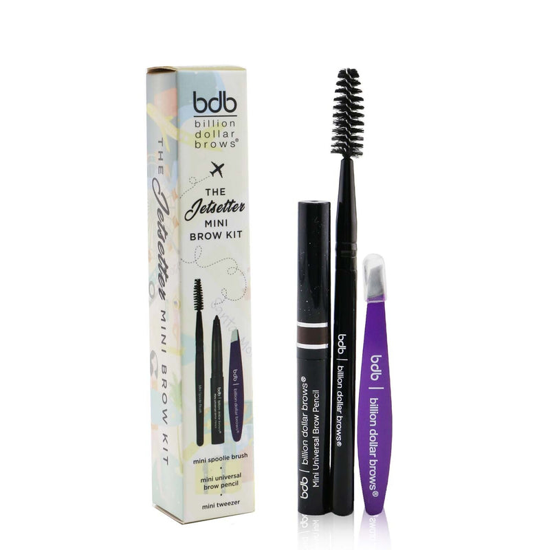 Billion Dollar Brows The Jet Setter Kit (Mini Universal Brow Pencil + Mini Tweezer + Mini Spoolie Brush)  3pcs