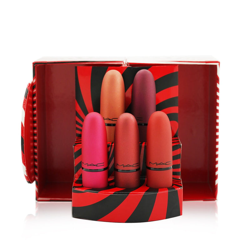 MAC Mistletoe Matte Powder Kiss Lipstick Set (5x Lipstick) (Limited Edition)  5x3g/0.1oz