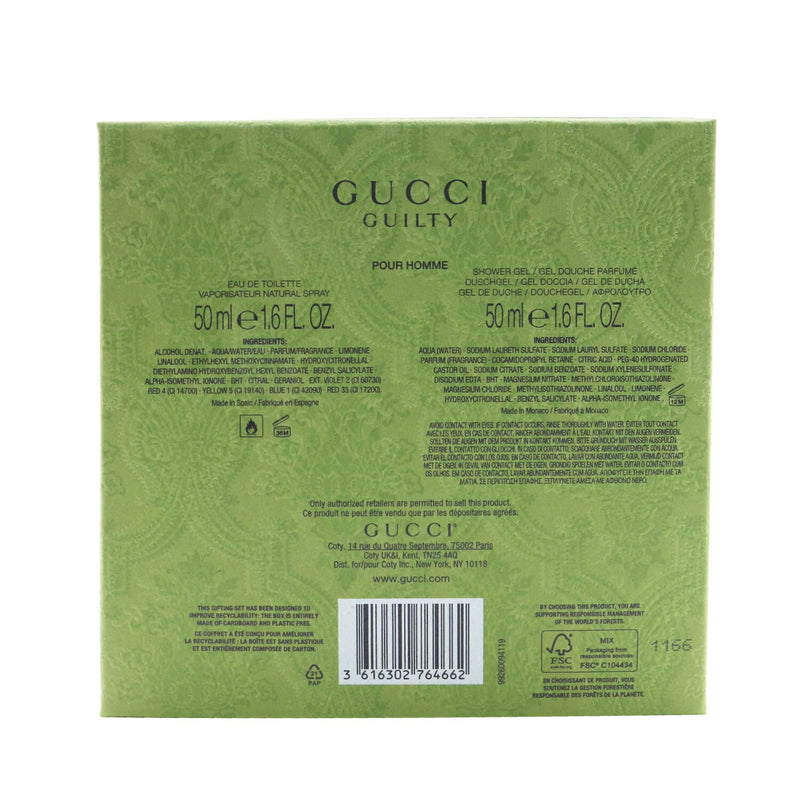 Gucci Guilty Pour Homme Coffret: Eau De Toilette Spray 50ml/1.6oz + Shower Gel 50ml/1.6oz  2pcs