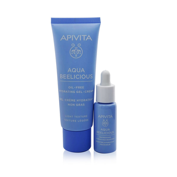 Apivita Hydrating Bouquet (Aqua Beelicious- Light Texture) Gift Set: Hydrating Gel-Cream 40ml+ Hydrating Booster 10ml+ Pouch  2pcs+1pouch
