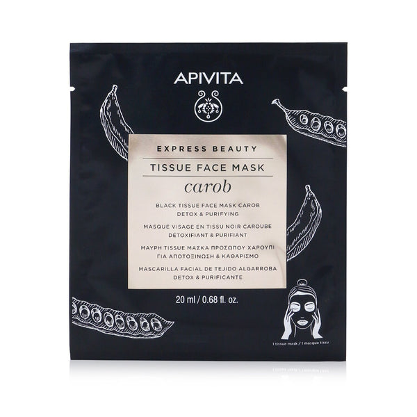 Apivita Express Beauty Black Tissue Face Mask with Carob (Detox & Purifying) - Exp. Date: 05/2022  6x20ml/0.68oz