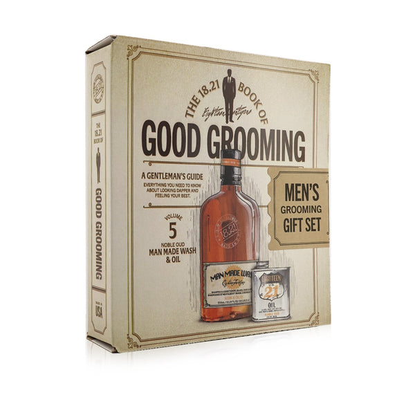 18.21 Man Made Book of Good Grooming Gift Set Volume 5: Noble Oud (Wash 532ml + Oil 60ml )  2pcs