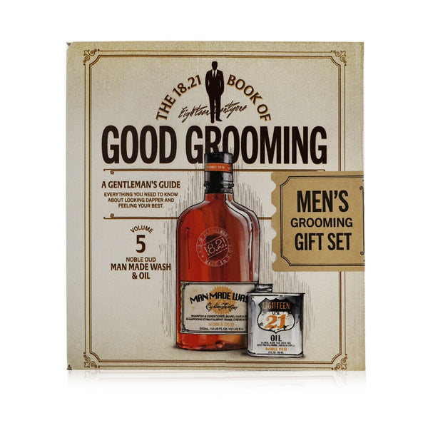 18.21 Man Made Book of Good Grooming Gift Set Volume 5: Noble Oud (Wash 532ml + Oil 60ml )  2pcs