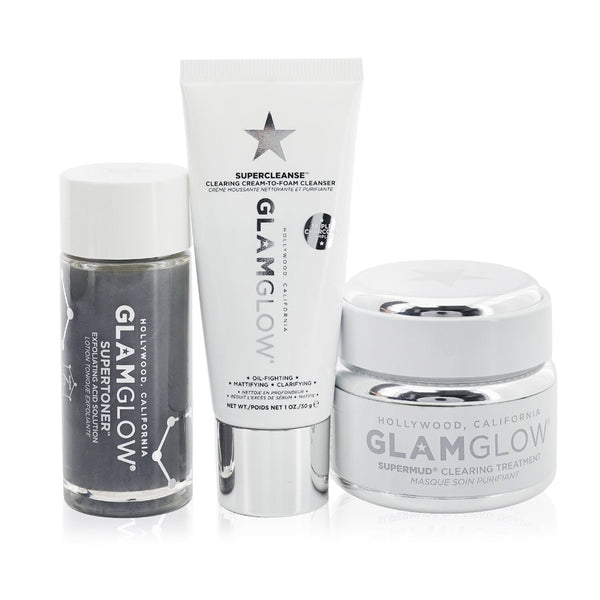 Glamglow Clear Skin Countdown Set: SuperCleanse 30g + Supermud 50ml + Supertoner 30ml  3pcs