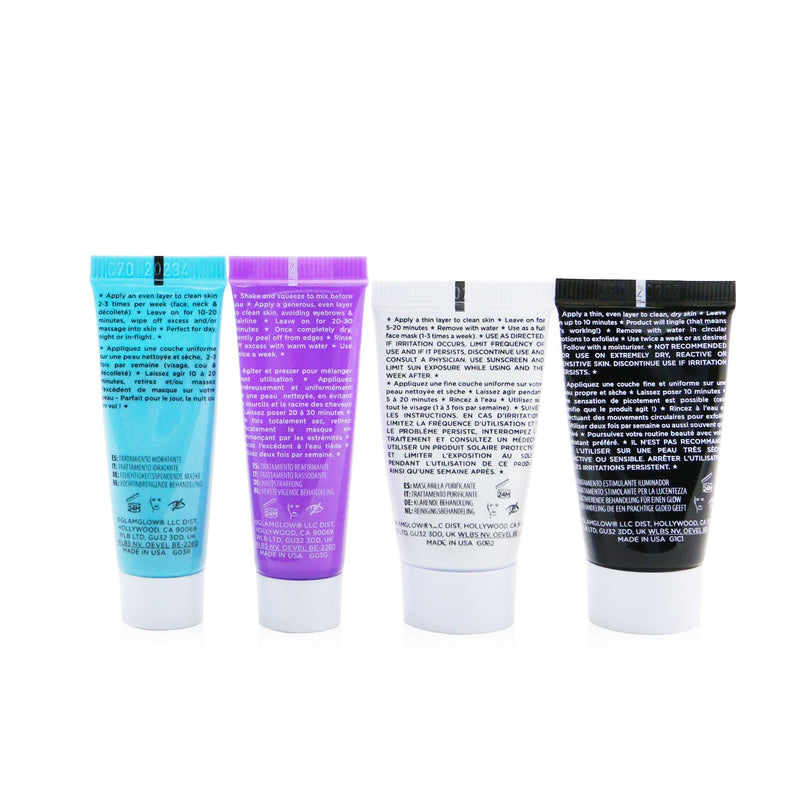 Glamglow Instant Celebrity Skin Masking Set: 1x Supermud Clearing Treatment - 15g/0.5oz + 1x Youthmud Glow Stimulating Treatment - 15g/0.5oz + 1x Thristymud Hydrating Treatment - 10g/0.35 + 1x Gravitymud Firming Treatment- 10g/0.35 (Box Slightly Dama