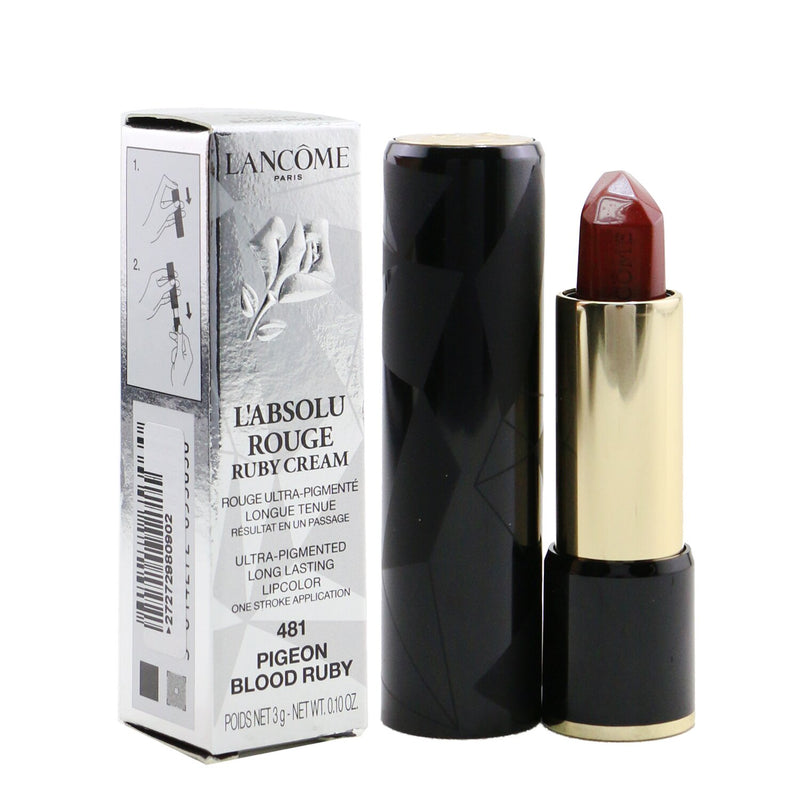 Lancome L'Absolu Rouge Ruby Cream Lipstick - # 481 Pigeon Blood Ruby (Unboxed)  3g/0.1oz