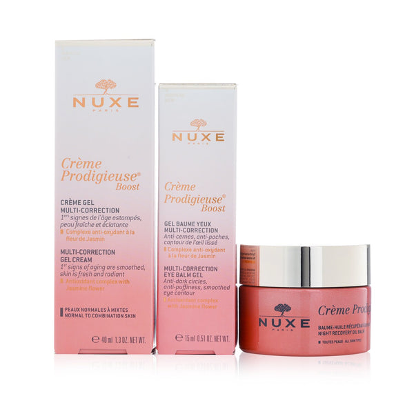 Nuxe My Booster Kit: Multi-Correction Gel Cream 40ml + Night Recovery Oil Balm 50ml + Multi-Correcting Eye balm gel 15 ml (Box Slightly Damaged)  3pcs