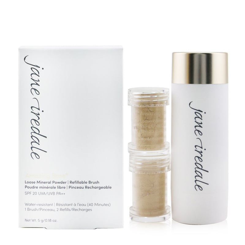 Jane Iredale Amazing Base Loose Mineral Powder SPF 20 Refillable Brush (1x Brush, 2x Refills) - Amber  2x2.5g/0.09oz