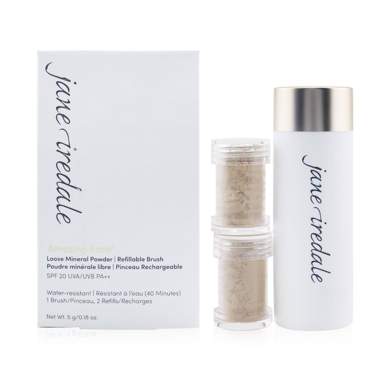 Jane Iredale Amazing Base Loose Mineral Powder SPF 20 Refillable Brush (1x Brush, 2x Refills) - Satin  2x2.5g/0.09oz