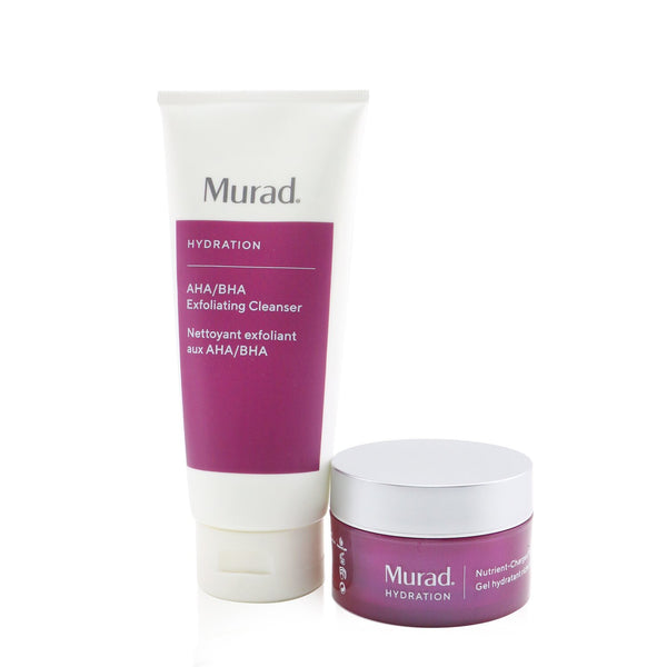Murad Murad Skin Clinic - Total Hydration With Murad Set: AHA/BHA Exfoliating Cleanser - 200ml/6.75oz + Nutrient-Charged Water Gel - 50ml/1.7oz  2pcs