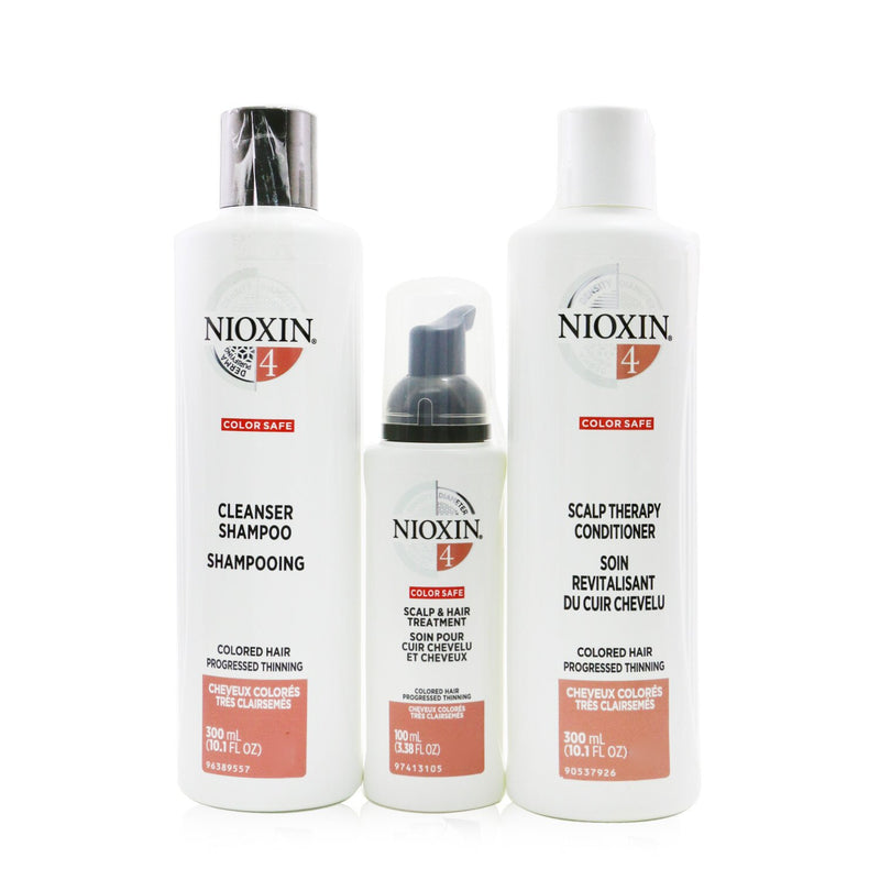 Nioxin 3D Care System Kit 4 - For Colored Hair, Progressed Thinning, Balanced Moisture (Unboxed)  3pcs