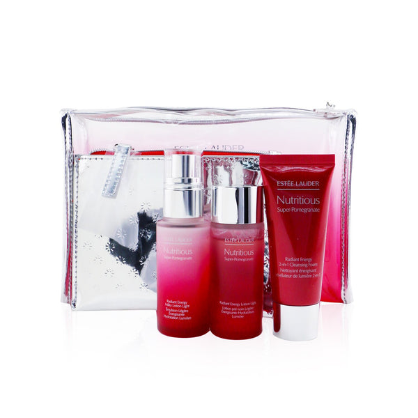 Estee Lauder Nutritious Super-Pomegranate Radiant Travel Set: Milky Lotion Light 30ml+ Energy Lotion Light 30ml+ Cleansing Foam 30ml+ ...  3pcs+2bags