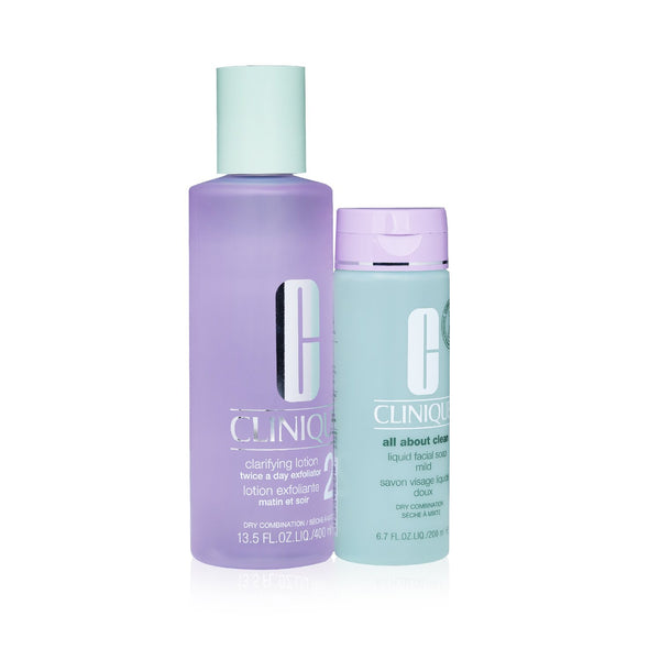 Clinique Clarifying Lotion 2 Set: Clarifyin/g Lotion 2 400ml+ All About Clean Liquid Facial Soap Mild 200ml (Box Slightly Damaged)  2pcs