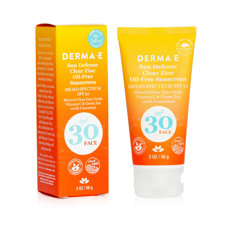 Derma E Sun Defense Clear Zinc Oil Free Sunscreen SPF 30 - Face  56g/2oz