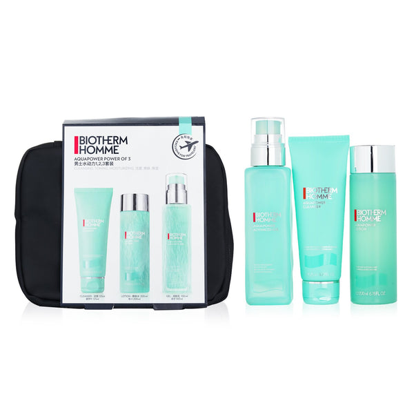 Biotherm Homme Aquapower Power Of 3 Set : Cleanser + Toning Lotion 200ml + Advanced Gel 100ml  3pcs+1bag