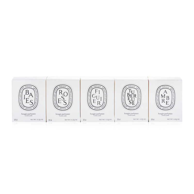 Diptyque Scented Candles Set - Berries, Roses, Fig Tree, Tuberose, Amber  5x35g/1.23oz