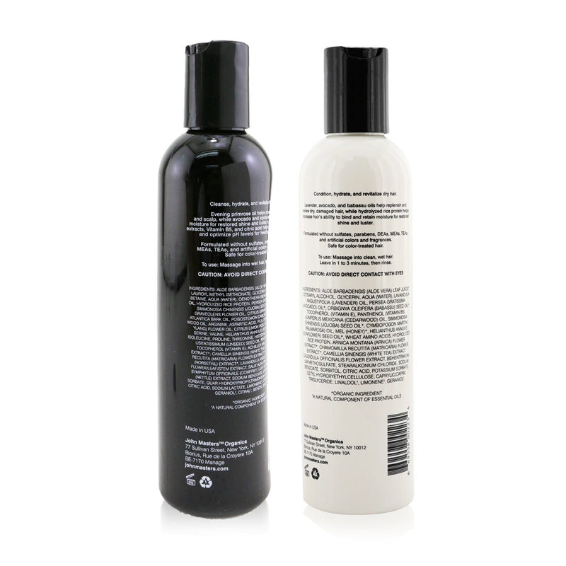 John Masters Organics Shampoo For Dry Hair with Evening Primrose 236ml + Conditioner For Dry Hair with Lavender & Avocado 236ml  2pcs