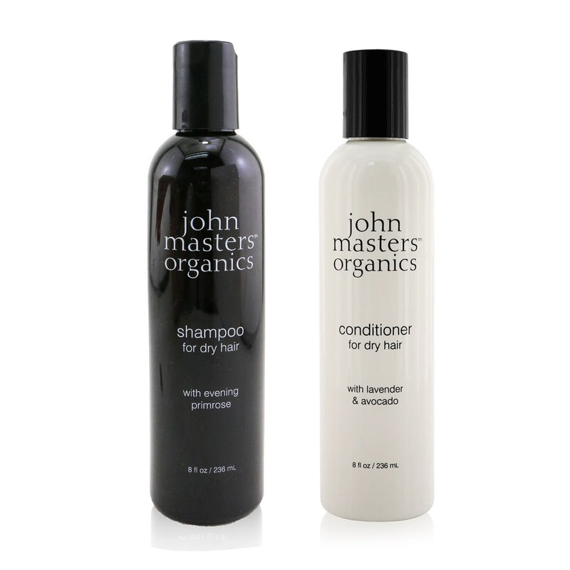 John Masters Organics Shampoo For Dry Hair with Evening Primrose 236ml + Conditioner For Dry Hair with Lavender & Avocado 236ml  2pcs