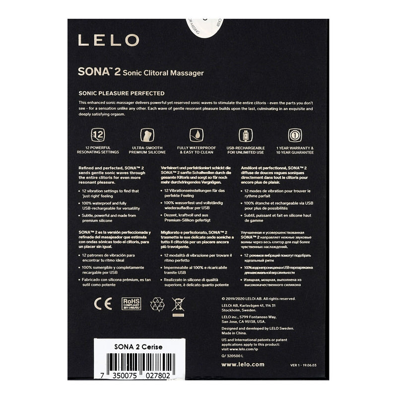 LELO Sona 2 Sonic Clitoral Massager - # Cerise  1pc