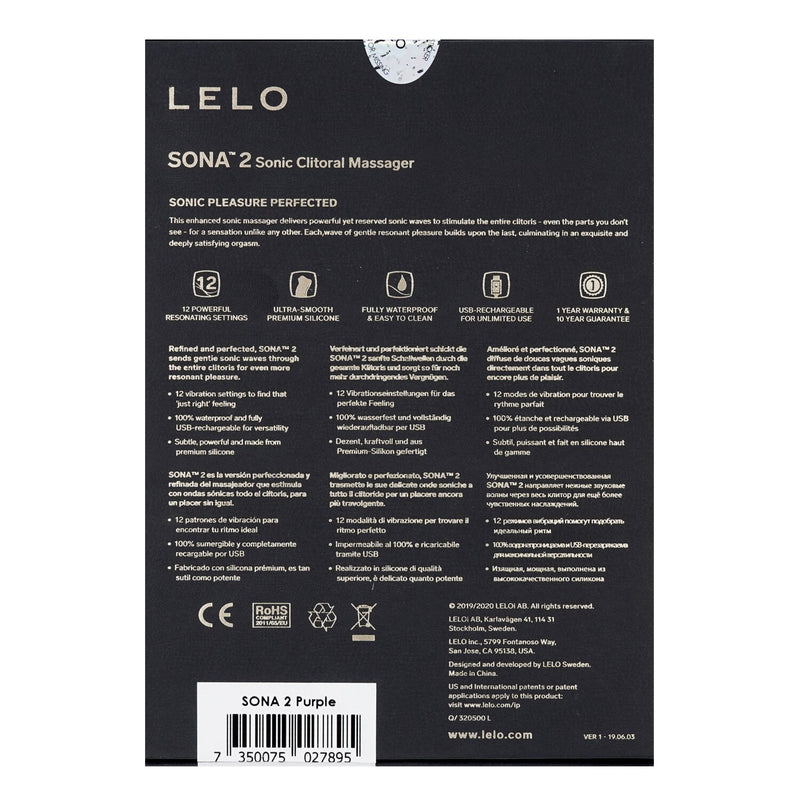 LELO Sona 2 Sonic Clitoral Massager - # Purple  1pc