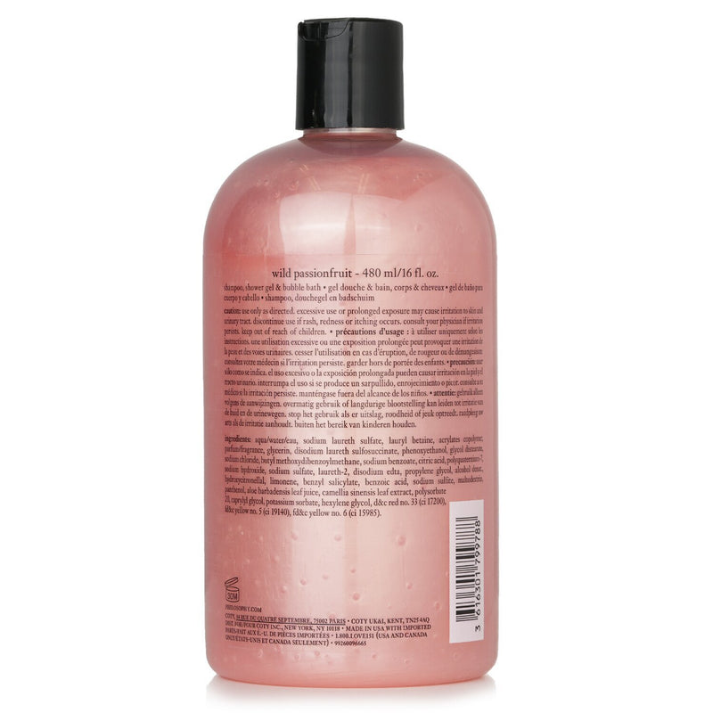 Philosophy Wild Passionfruit Shampoo, Shower Gel & Bubble Bath  480ml/16oz