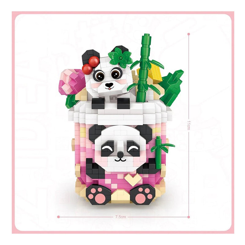 Loz LOZ Mini Blocks - Panda Peach Oolong  11 x 11 x 11cm