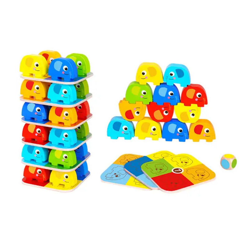 Tooky Toy Co Elephant Stacking Game  10x10x38cm