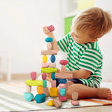 Tooky Toy Co Wooden Stacking Stones - 32pcs  24x18x5cm