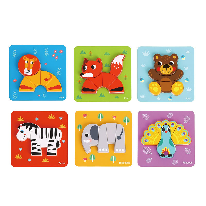 Tooky Toy Co 6 In Mini Animal Puzzle  17x17x2cm