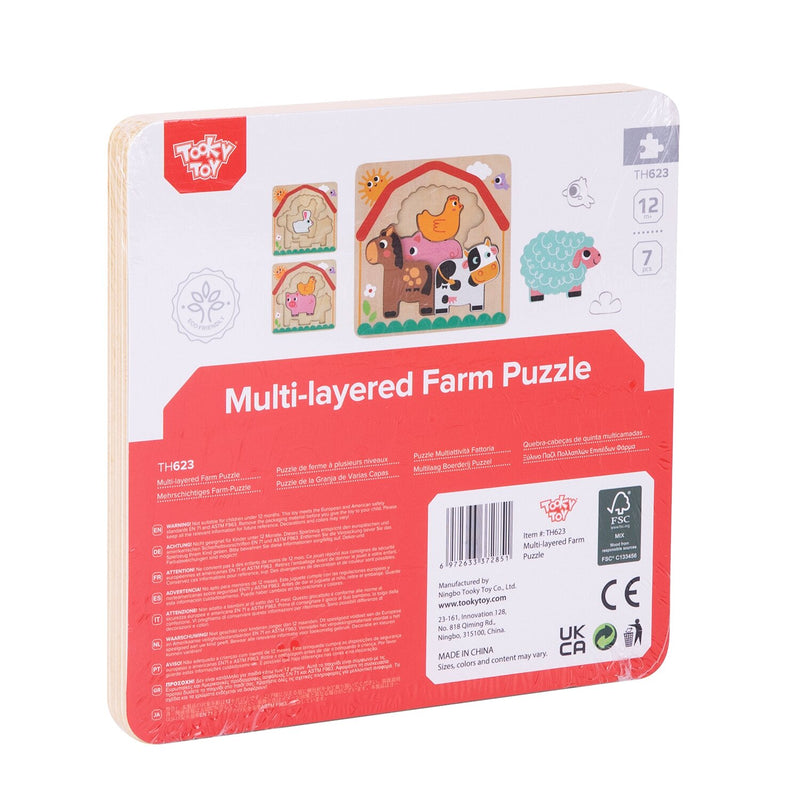 Tooky Toy Co Multi-layered Farm Puzzle  17x17x2cm