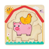 Tooky Toy Co Multi-layered Farm Puzzle  17x17x2cm