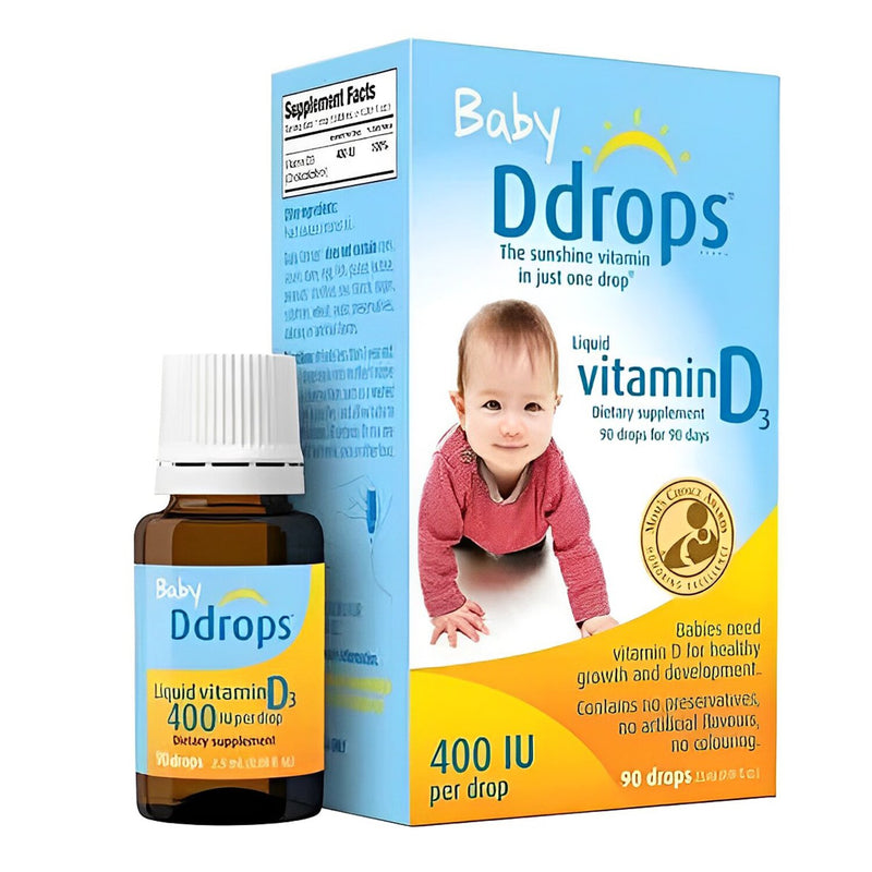 Baby DDrops Baby DDrops liquid vitamin D3 400 International units - 90 drops (2.5ml)  2.5ml