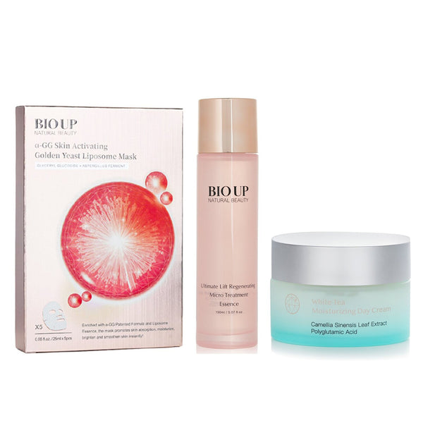 Natural Beauty Natural Beauty BIO UP Treatment Essence 150ml + BIO UP a-GG Mask 5x25ml + mori beauty by Natural Beauty Day Cream 55g  3pcs