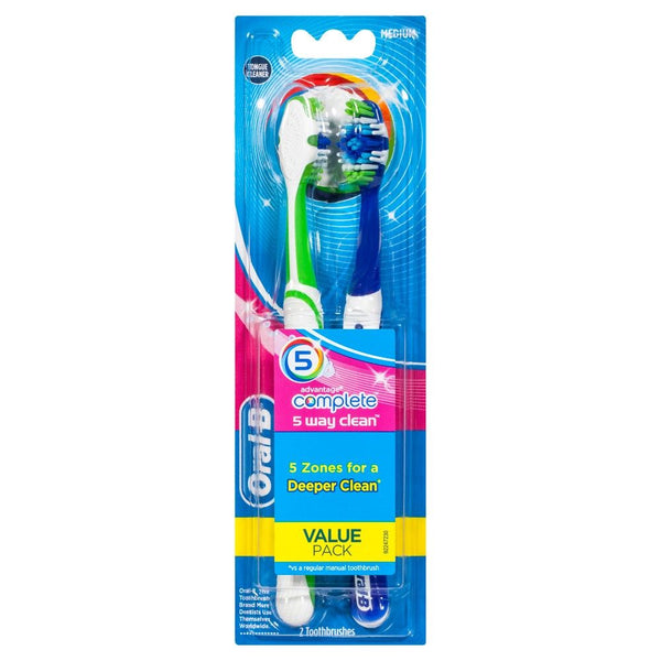 Oral B Toothbrush 5 Way Clean Medium 2 Pack