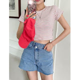 Trendywhere Striped Slim Fit Crop Top  Free (XS-M)