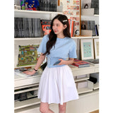 Trendywhere Round Neck Button Front Top  Free (XS-M)