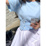 Trendywhere Round Neck Button Front Top  Free (XS-M)