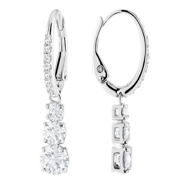 Swarovski Attract Trilogy hoop earrings 5416155 - Round cut, White, Rhodium plated  White