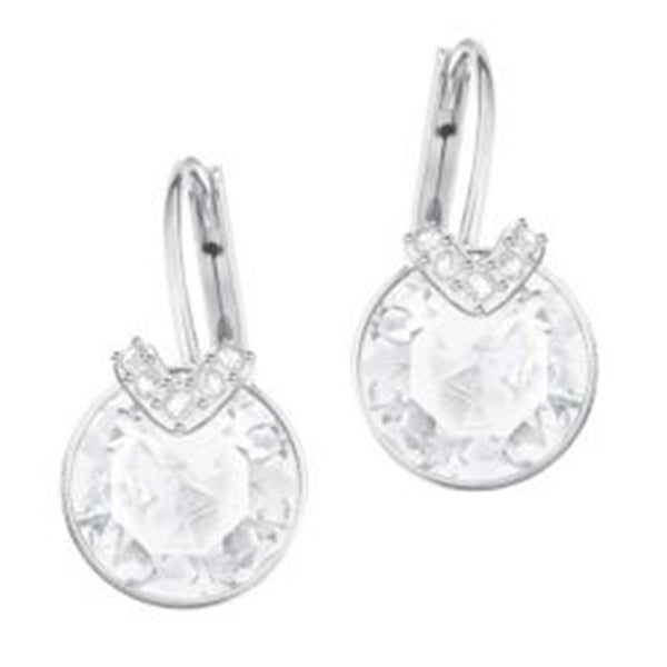 Swarovski Bella V drop earrings  5416155 - Round cut, White, Rhodium plated  White
