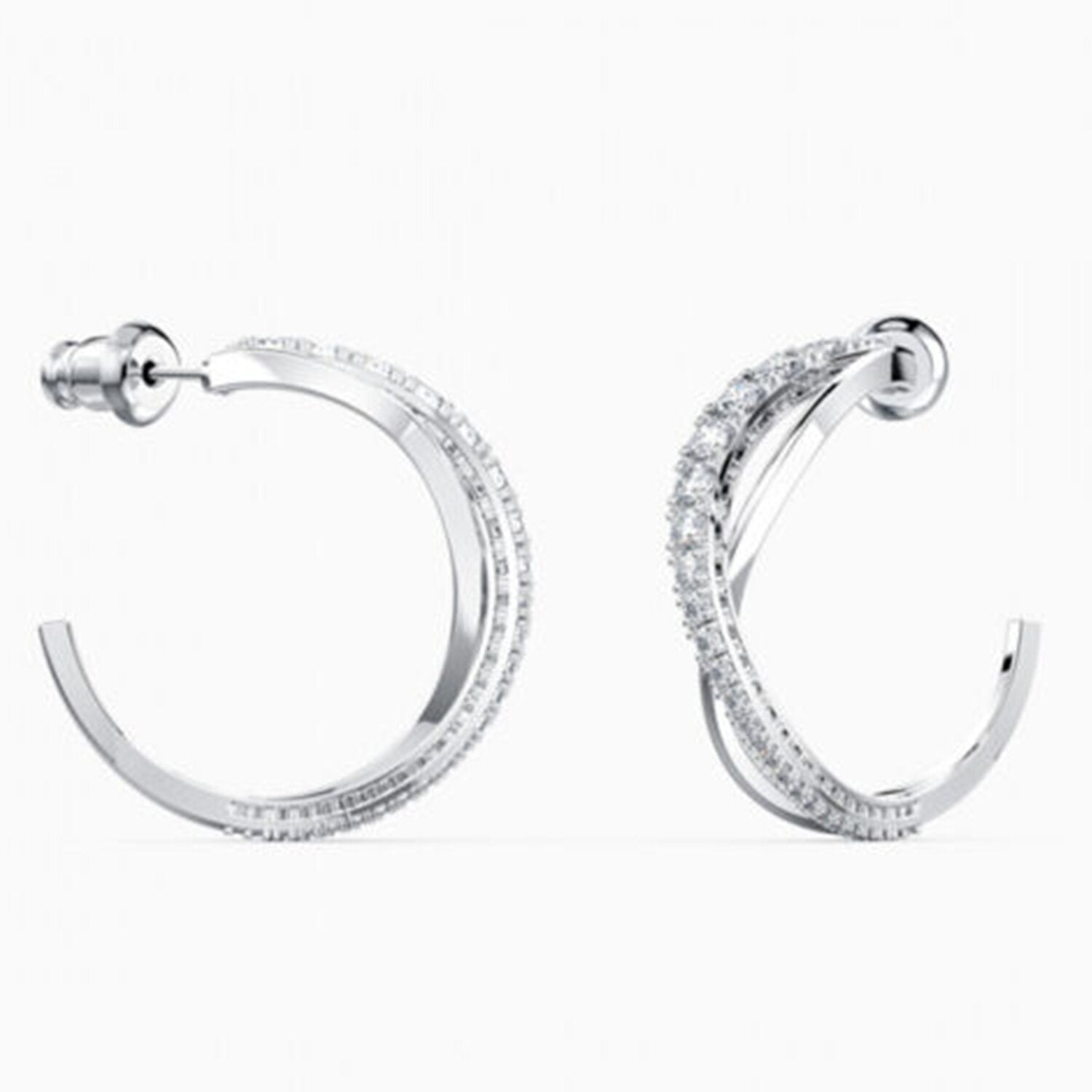 5563908 Swarovski Twist hoop earrings 5563908 - White, Rhodium plated White ...