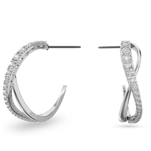 Swarovski Twist hoop earrings 5563908 - White, Rhodium plated  White