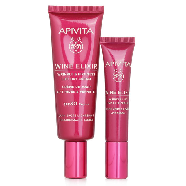 Apivita Wine Elixir Wrinkle Reduction & Firmness Gift Set: Day Cream SPF 30 40ml+ Eye & Lip Cream 15ml 08520 (Exp. Date: 12/2023)  2pcs