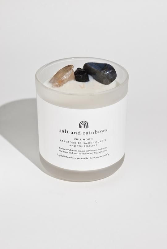 Salt and Rainbows Full Moon Crystal Candle 400g