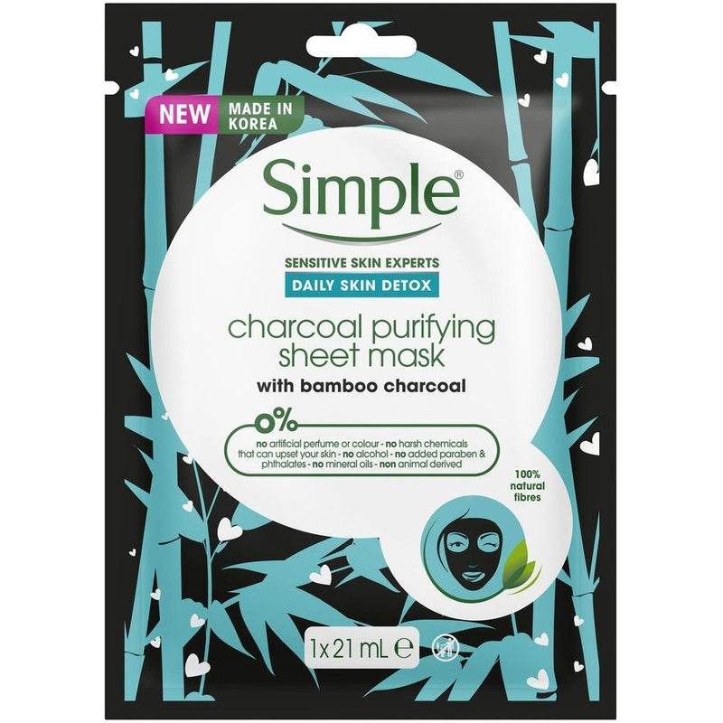 Simple Daily Skin Detox Charcoal Purifying Sheet Mask 21ml