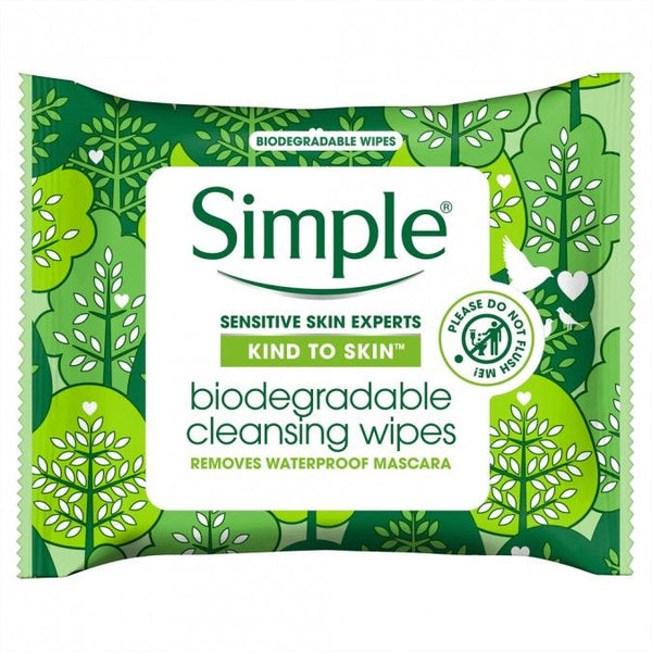 Simple Kind To Skin Biodegradable Cleansing Wipes 25 Pack
