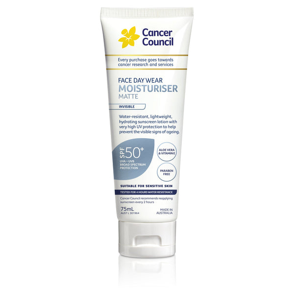 Cancer Council Face Day Wear Moisturiser Invisible Water Resistant SPF50+ 75ml
