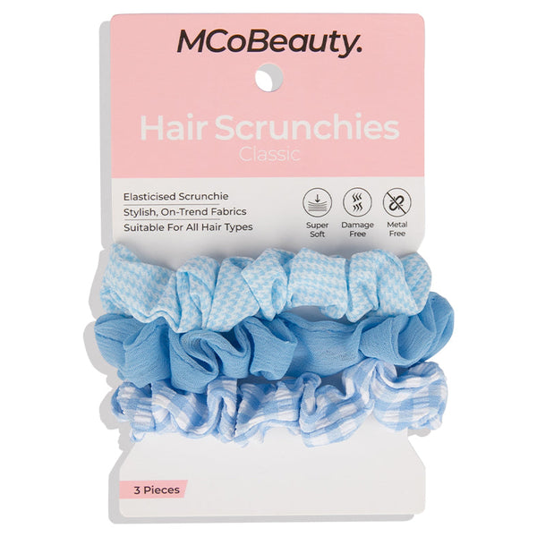 MCoBeauty Hair Scrunchies Classic 3 Pack - Blue