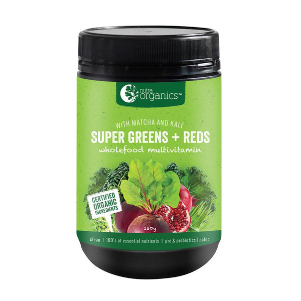 Nutra Organics Super Greens + Reds 150g Powder